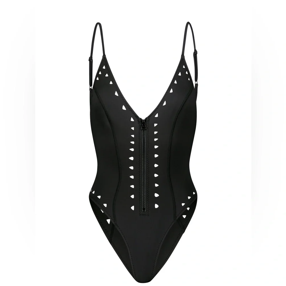 GIGI C black cut out low back one piece neoprene bikini - Picture 1 of 9